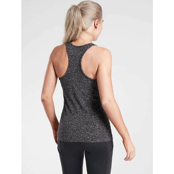 Athleta Women's Speedlight Gravel Tank Top Black White Speckle Print Dot Size 2X - Picture 2 of 9